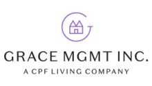 Light purple G with a house inside above Grace Management logo