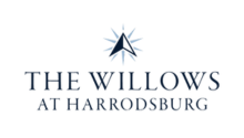 Navy blue triangle with lines going out from it above The Willows at Harrodsburg logo