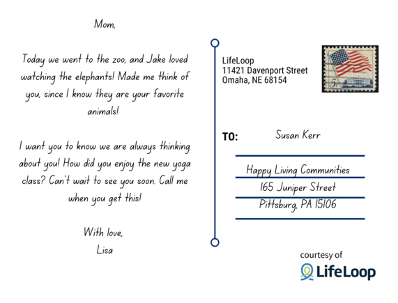 Send postcards to love ones via LifeLoop