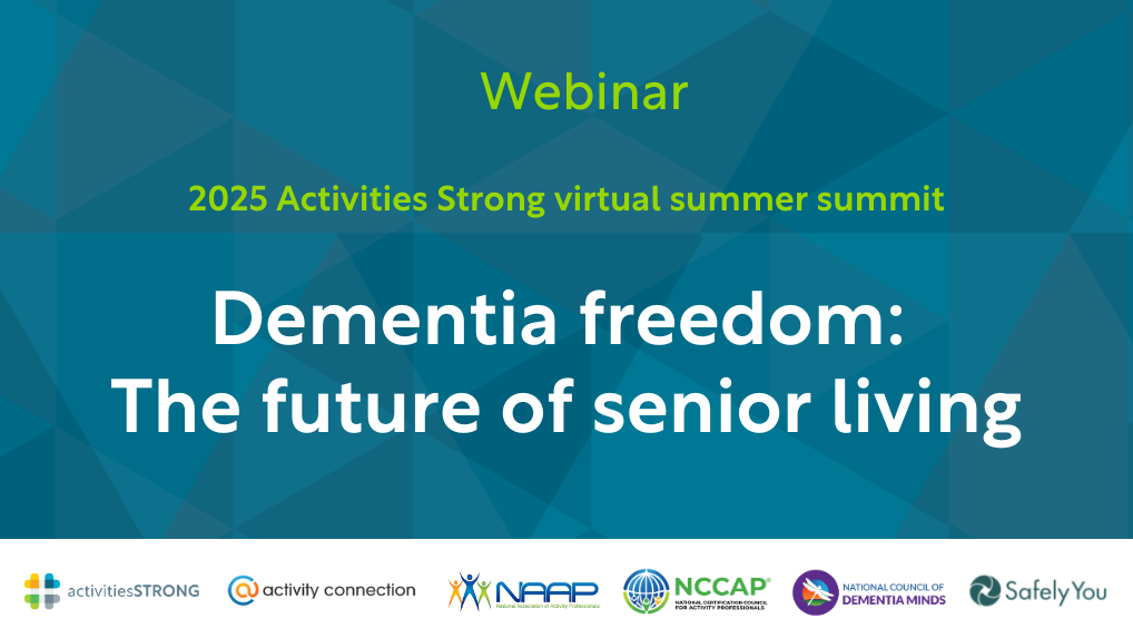 Promotional graphic for Dementia freedom: the future of senior living webinar recording