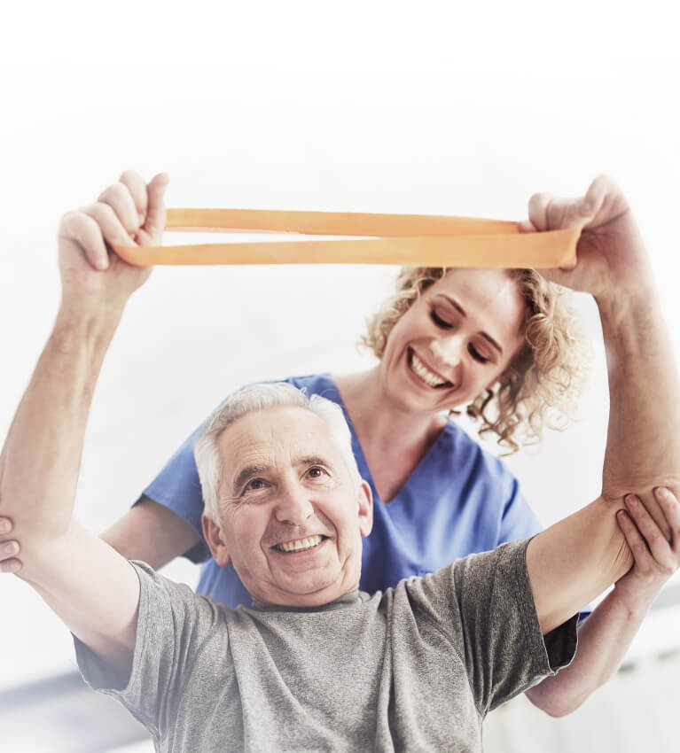 Skilled Nursing - a physical therapist works with a patient